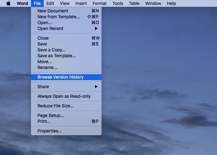 Browse Version History