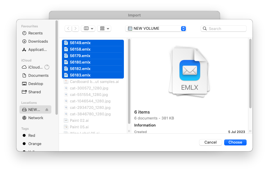 choose recovered emails