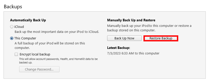 itunes manualy restore