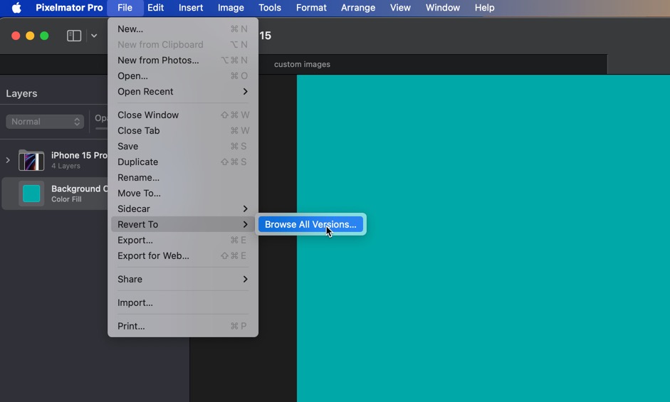 pixelmator pro revert to