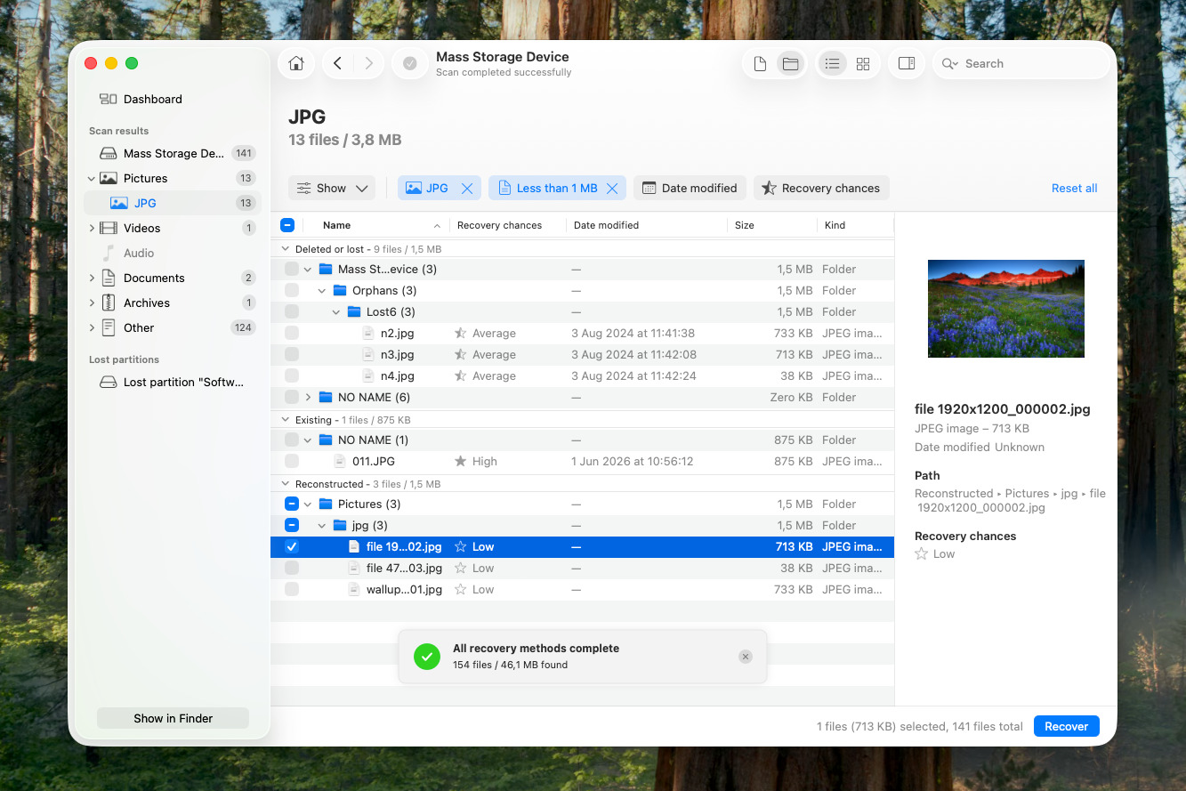 Disk Drill preview and select files