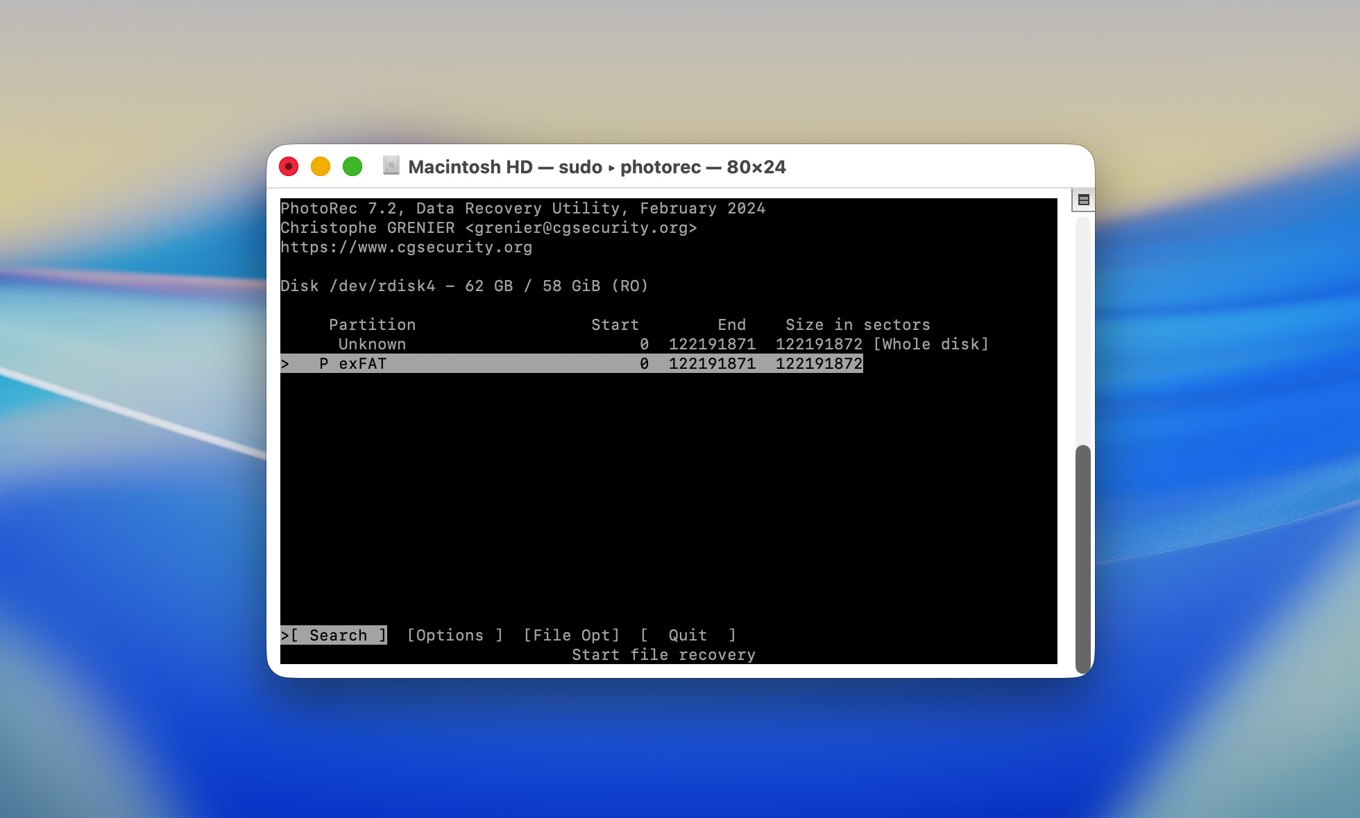 choose partition for scanning