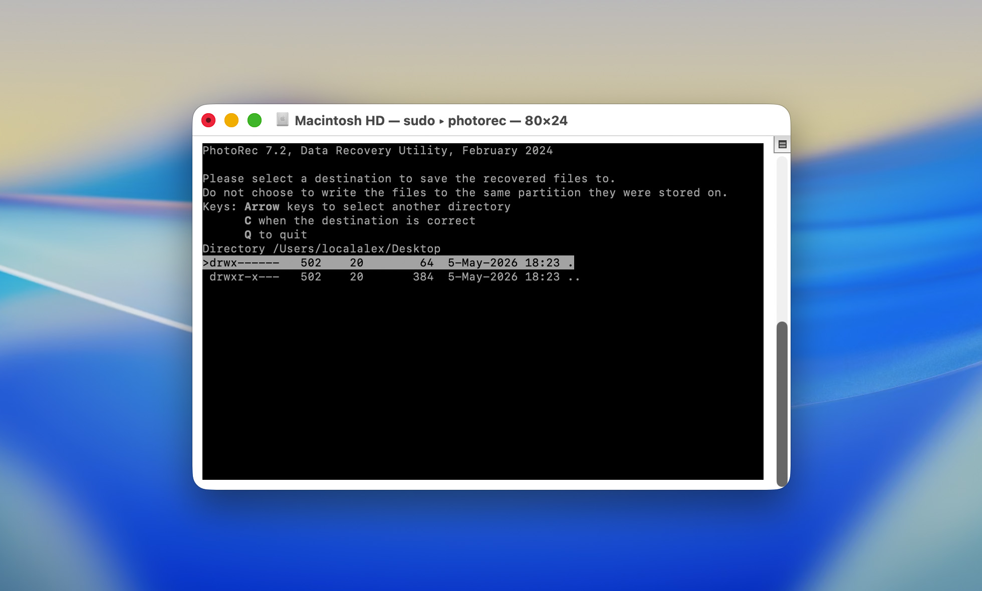 choose recovery path in photorec